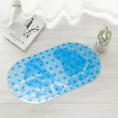 

Mercure guest PVC bathroom mat 3769CM big feet blue shower room mats water non-slip suction cup mat bathroom bath mat