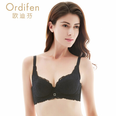 

Ou Difen thin section bra lace bra thin section sexy underwear women gathered bra XB7310 black 3680D