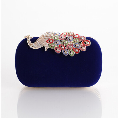 

Luxury brand women clutch bag peacock colorful evening bag for party flannel fashion bags messenger shoulder bag