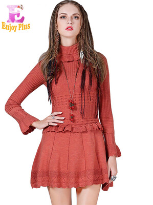 

High Quality chest 80-90cm vintage wool autumn winter 2017 mini red women sweater dress long sleeve turtleneck pullover lady
