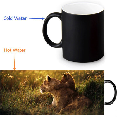 

Lion 350ml / 12oz Heat Reveal Mug Color Change Чашка кофе Чувствительные морфинг-кружки Волшебная чашка для чайных чашек