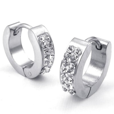 

Hpolw Mens Womens Cubic Zirconia Stainless Steel Stud Huggie Hoop Earrings Set Silver