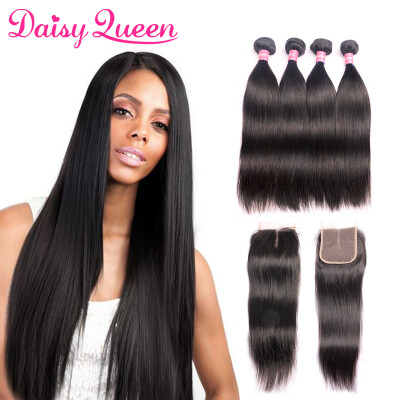 

4 Bundles Straight Hair With Closure 8A Peruvian Straight Virgin Hair With Closure Human Hair Peruvian Virgin Hair With Closure