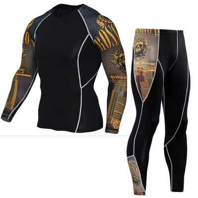 

Sports Tights Suit male Long sleeves motion Man Bodybuilding T-shirt&Long pants Fast drying Super elasticity PRO suit