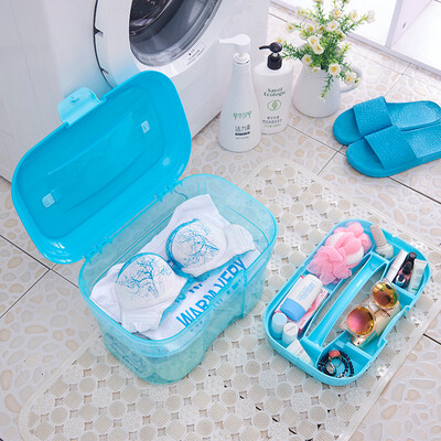 

Longshida portable storage box transparent plastic toy storage box swimming box mini cute storage box color random small -468