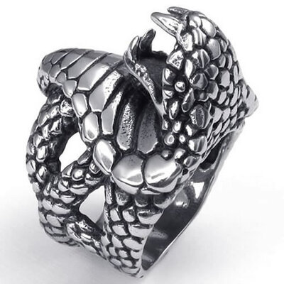 

Hpolw mens Super Fashion Vintage black&silver Stainless Steel Gothic Biker Animal Snake Ring