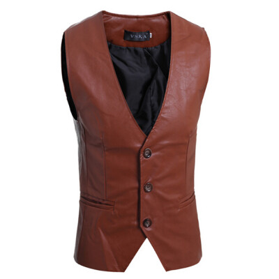 

Zogaa New Autumn Men's Leather Vest Slim Fashion Simple