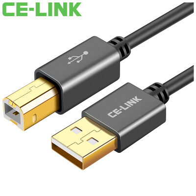 

CE-LINK printer data cable usb20 square port power cable support HP Canon Epson printer A male to B male round wire black 45 meters