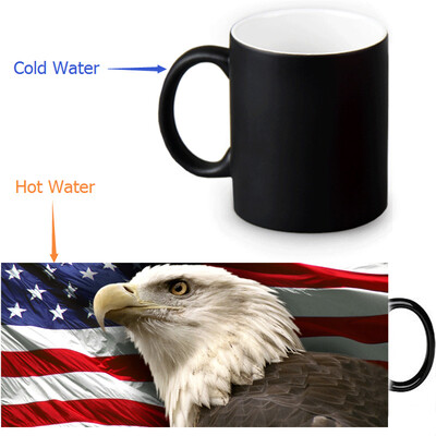 

US Flag And Bald Eagle 350ml12oz Heat Reveal Mug Color Change Coffee Cup Sensitive Morphing Mugs Magic Mug Milk Tea Cups