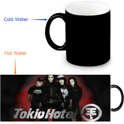 

Tokio Hotel 350ml / 12oz Heat Reveal Mug Color Change Чашка кофе Чувствительные морфинговые кружки Волшебная чашка для чайных чашек