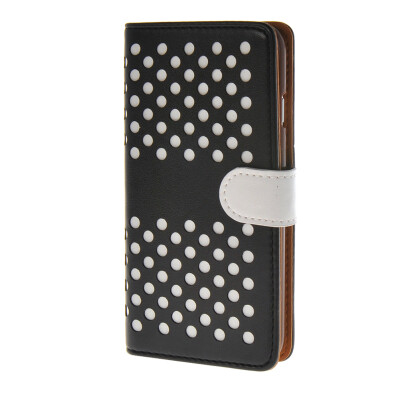 

MOONCASE горошек Слот карты Кожаный чехол Чехол Подставка Shell чехол для Apple IPhone 6 Plus (5,5 дюйма) Черный белый