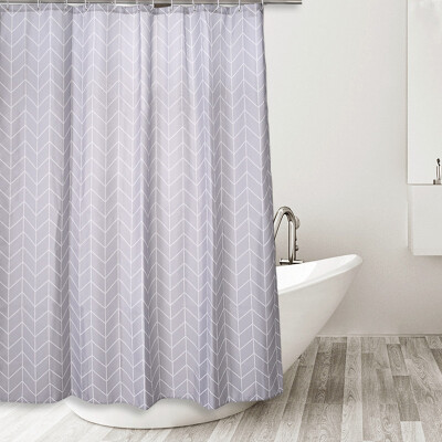 

Suarte European-style simple polyester cloth shower curtain partition curtain shower curtain thick waterproof mildew increase lead plump width 180X high 200cm gray line send hook