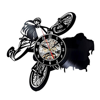 

Vinyl Record Wall Clock Motorcycle Bike Design Sports Theme Personalizd Sport Art Home Decor
