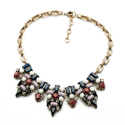 

Aiyaya Crystal Waterdrop Multicolor and Multilevel High Quality Pendant Necklace Chain 10kt Gold Plated