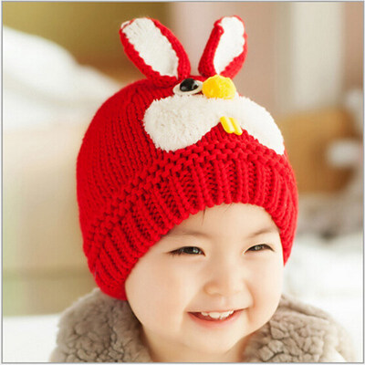 

Buebos Ninos Autumn & Winter Children's Hat 3D Rabbit Shape Baby Kids Girl Boy Wool Knitted Beanie Hat