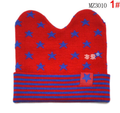 

Buebos Ninos 2015 New Autumn Winter Warm Baby Beanie Cap Soft Crochet Knit Double Horn Diamond Pentagramme Patten Hat for Infant Newborn Children Toddler Christmas Gift