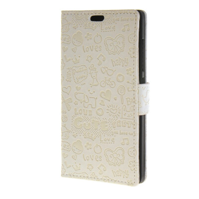 

MOONCASE Lovely pattern Leather Card Wallet Slot Bracket Back Case Cover for Nokia Lumia 540 N540 White