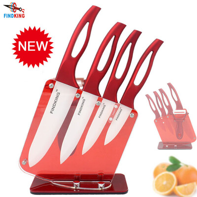 

Findking Красота подарки циркония красной ручкой Керамика Ножи с держателем кухонный набор 3 "4" 5 "6" дюймовый + нож + Держатель