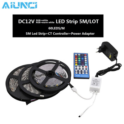 

LED Strip 5050 RGBW RGBWW 5M 300LEDs Indoor Decorations Tape 44 Key IR Controller DC 12V 3A Power Supply