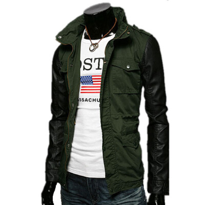 

Zogaa New Autumn And Winter Men's Jacket PU Splicing Casual Fashion