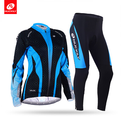 

NUCKILY Winter Womens Bike Wear Long Sleeves Fleece Thermal Sublimation Cycling Jersey Suit