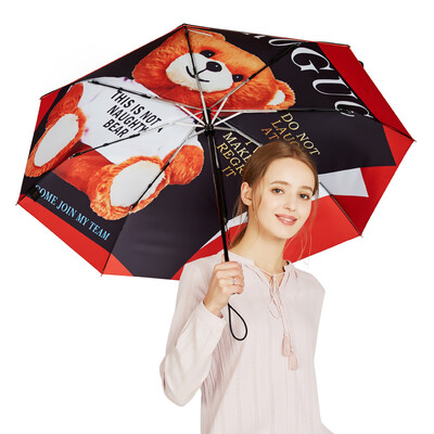 

Alicia IDREAMY cartoon bear tri-fold automatic umbrella umbrella folding sunshade umbrella 35310 red