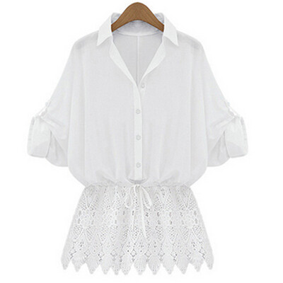 

Naixini Woman'S Waist Skirt Lace Shirt White Lace Shirt