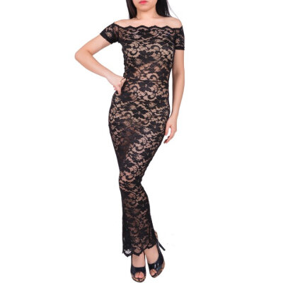 

Womens Sexy Nude White Hollow Out Lace Bandage Club Party Dress Bodycon Evening Female Long Elegant Dresses