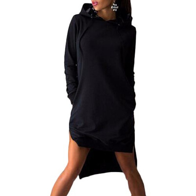 

CT&HF Women Irregular Hoodie Dress Cotton Women Hooded Dresses