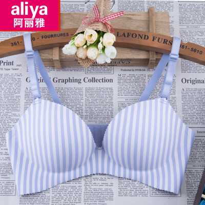 

Aria no steel ring bra thin section breathable girl gathered sexy adjustment type on the side of the underwear small bra ALY20012-12 blue stripe 75A34A