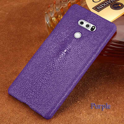 

Genuine Leather Phone Case For LG G3 G4 G5 G6 Case Natural Pearl Fish Skin Back Cover