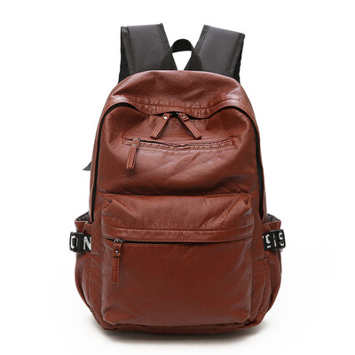 

Preppy Style Leather School Backpack Bag For College Simple Design Men Casual Daypacks mochila male New