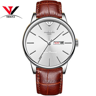 

Saat NIBOSI Business Ultra Thin Mens Watches 2018 Top Brand Luxury Quartz Stainless Steel Watches Men Fashion Calendar Date Week