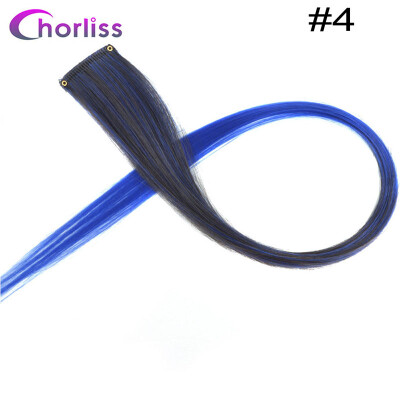 

Chorliss Clip In One Piece Hairpieces Ombre Synthetic Clip on Hair Extensions Colored Long Straight Fake Hair for Women Children