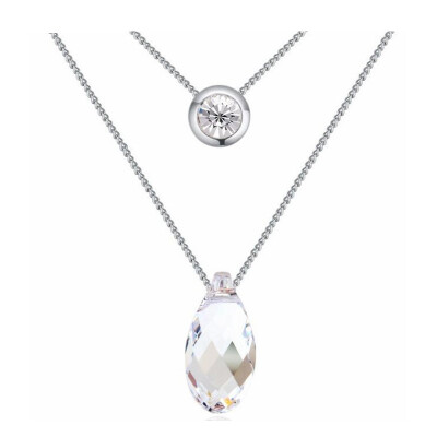 

Crystal from Austria Elements Necklace for women Romantic Water Drop Jewelry Trendy Wedding Pendant Necklace White Gold Plated 214