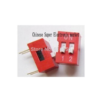 

50pcs 2P 2 Position DIP Switch 254mm Pitch 2 Row 4 Pin DIP Switch