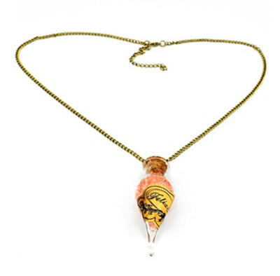 

Idealway Unique New Glass Bottle Felix Felicis Magic Bottle Crystal Pendant Long Necklace