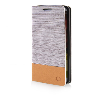 

MOONCASE Canvas Design Leather Side Flip Wallet Pouch Stand Shell Back Case Cover for LG G2 Light Brown