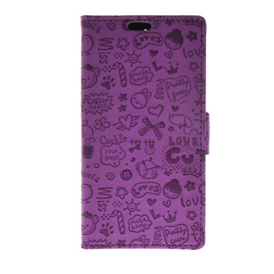 

MOONCASE Cute Little Witch Leather Side Flip Wallet Card Holder Stand Pouch ЧЕХОЛ ДЛЯ Huawei Ascend Y625 Purple