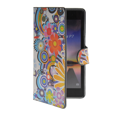

MOONCASE Flower style Leather Side Flip Wallet Card Slot Stand Pouch чехол для Huawei Ascend P7