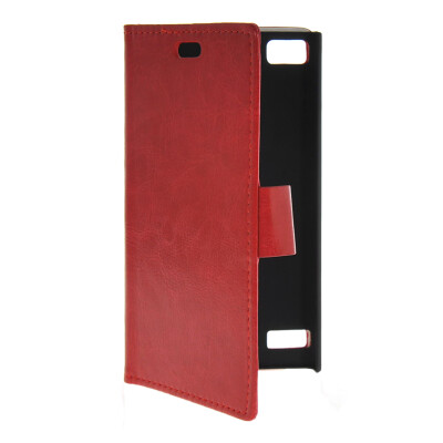 

MOONCASE Slim Leather Side Flip Wallet Card Holder Pouch with Kickstand Shell Back Case Cover for BlackBerry Z3 Red