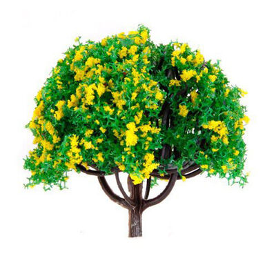 

10pcs Model Train Layout Garden Scenery Wargame Landscape YELLOW FLOWERS AND GREEN LEAVES