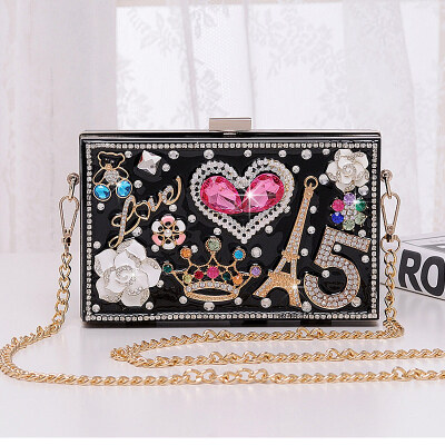 

Fashion diamond chain handbag clutch bag women mini shoulder bag high quality messenger bag luxury evening Bags small crossbody bag