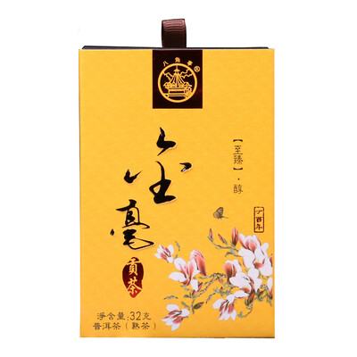 

Бохайский морской восьмиугольный чай Pu'er Tea Pu'er Приготовленный чай 2017 в Handan Gold Buds Boutique Pack 32g В штучной упаковке Mini Brick