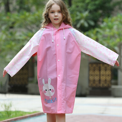 

Many beautiful childrens raincoat boys&girls childrens poncho bag thick cartoon student baby poncho inflatable hat pink XL