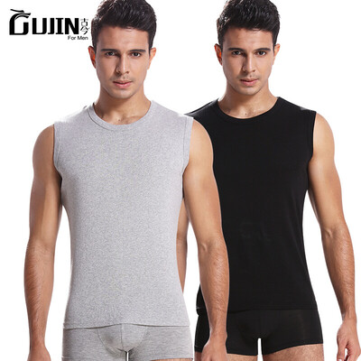 

Ancient&modern mens vest cotton mens summer thin sweatshirt Slim sports stretch vest bottoming shirt EGGSJ53 2 pieces - wide shoulder light gray black L
