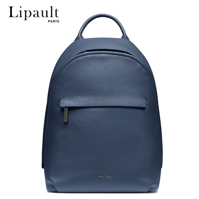 

Lipault Europe&the United States fashion leather backpack casual simple ladies backpack travel bag solid color bag P6232014 navy blue