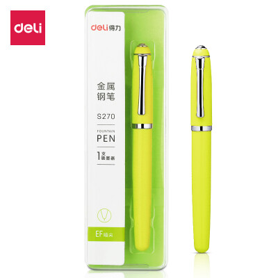 

Deli deli EF dark tip fat series series posture pen pen metal posture training pen ink yellow green S270