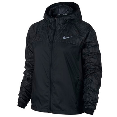 

Nike Для женщин Зима Тканые с капюшоном ветрозащитный Спортивная куртка 799886-010