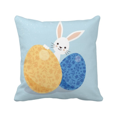 

Easter Christianity Festival Colored Egg Bunny Square Throw Pillow Insert Cushion Cover Home Sofa Decor Gift
